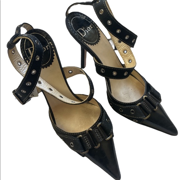 Vintage Dior Studded Buckle Kitten Heels - Picture 2 of 2